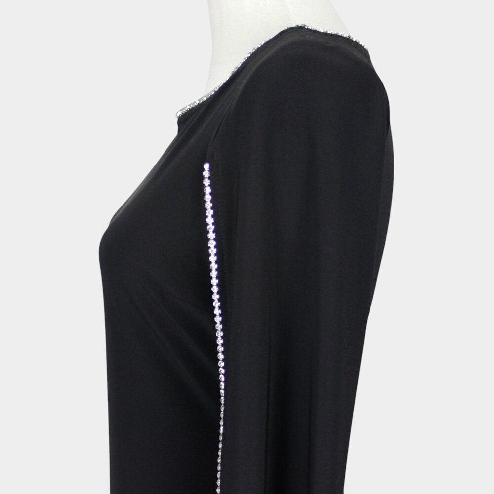 Joseph Ribkoff Black Midi Dress with Rhinestone Trim - Picture 5 of 9